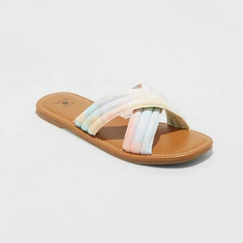 Shade & Shore Perla Crossband Slide Sandals Pink 7 - Picture 2 of 4